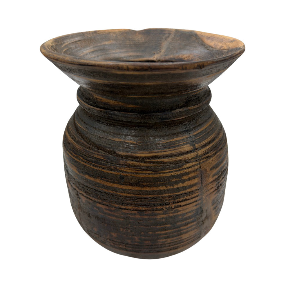 Vintage Indian Wooden Milk Pot - Berbere Imports