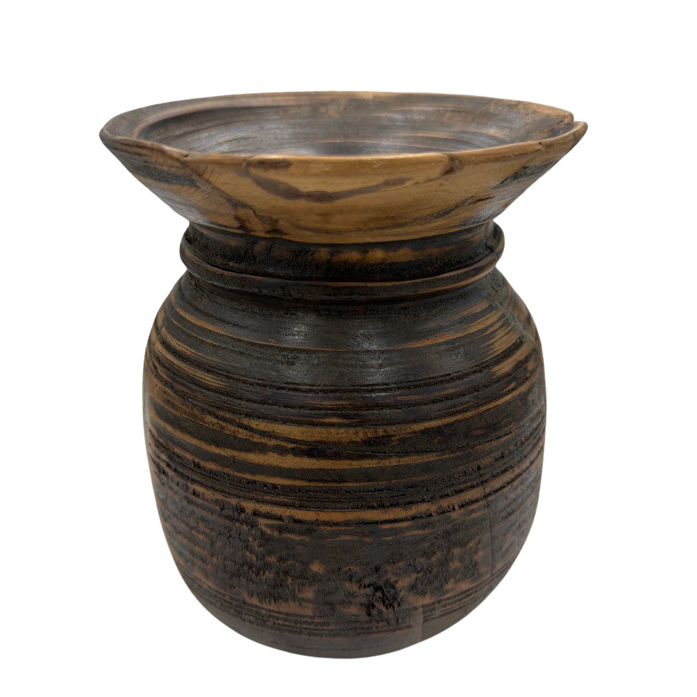 Vintage Indian Wooden Milk Pot - Berbere Imports