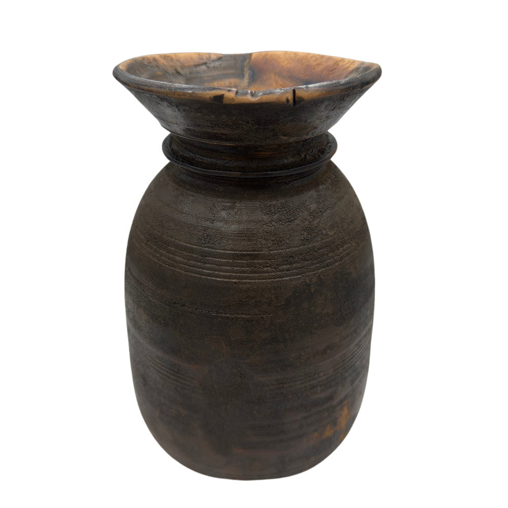 Vintage Indian Wooden Milk Pot - Berbere Imports