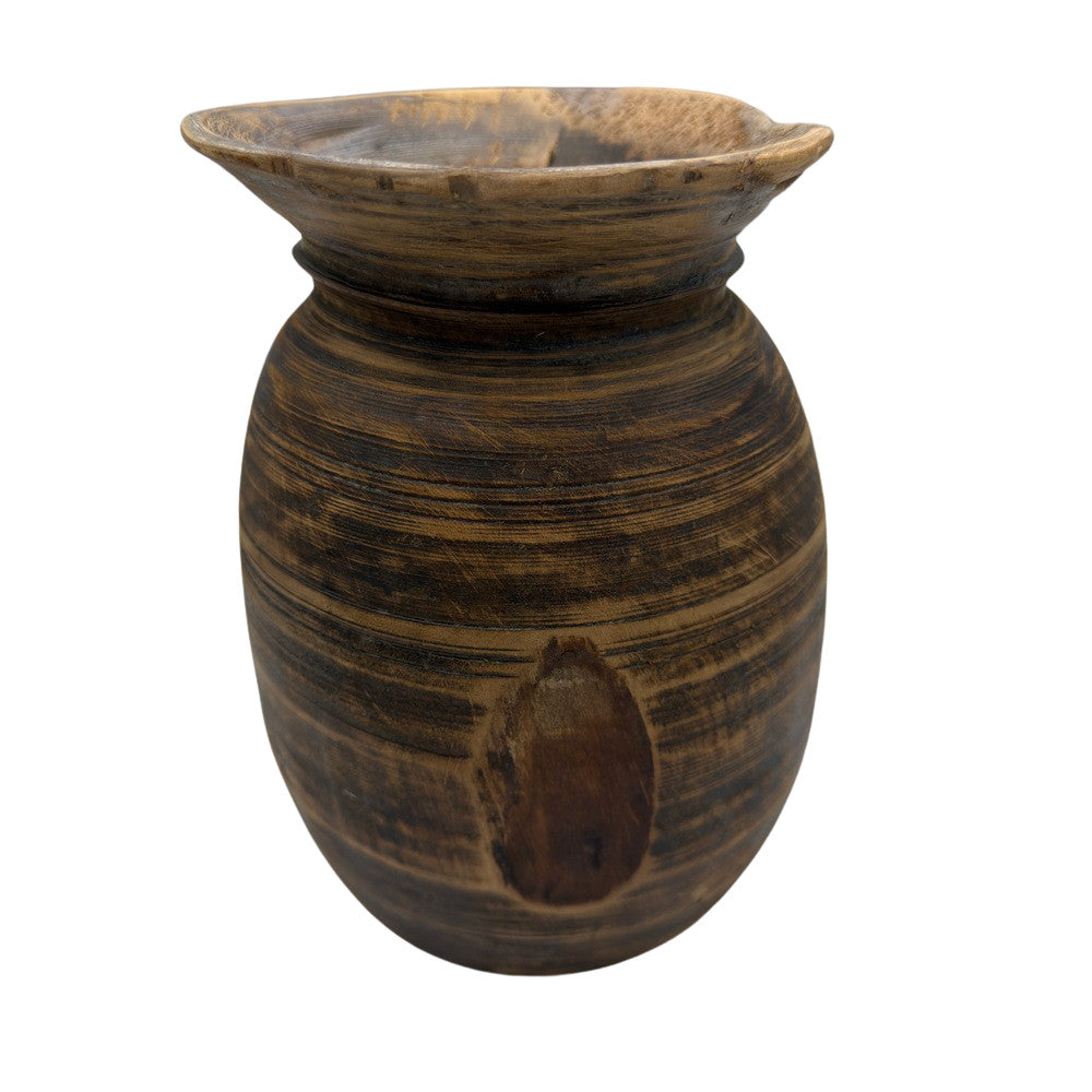 Vintage Indian Wooden Milk Pot - Berbere Imports