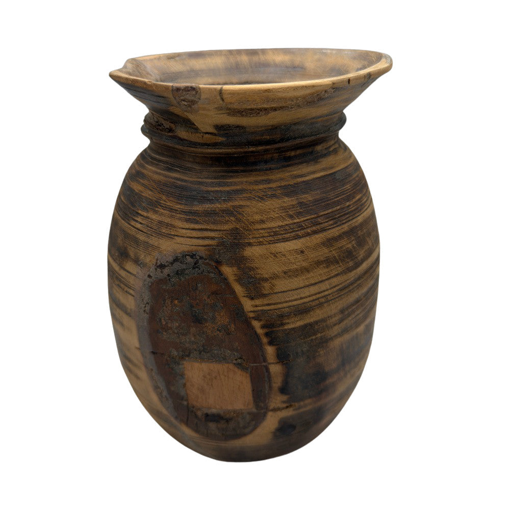 Vintage Indian Wooden Milk Pot - Berbere Imports