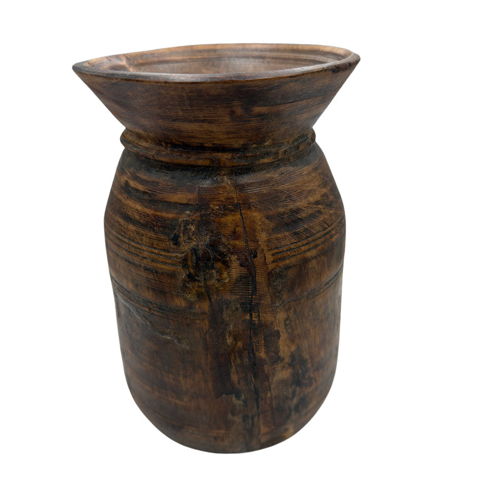 Vintage Indian Wooden Milk Pot - Berbere Imports