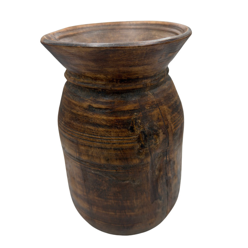 Vintage Indian Wooden Milk Pot - Berbere Imports