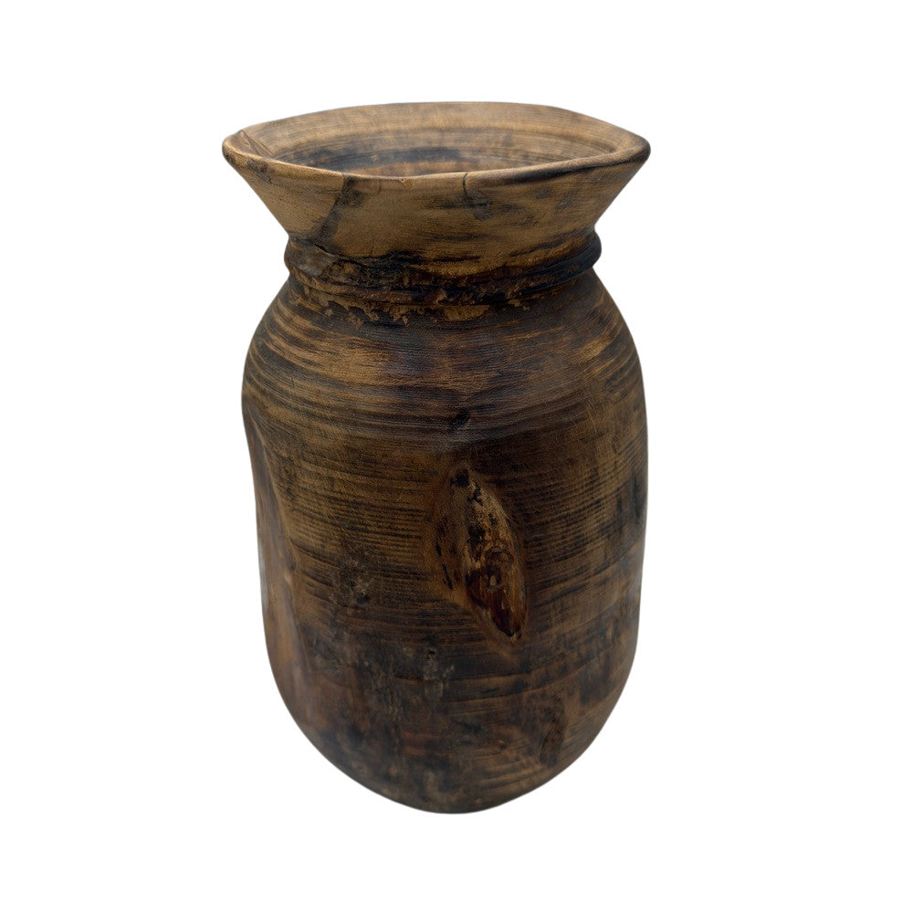 Vintage Indian Wooden Milk Pot - Berbere Imports