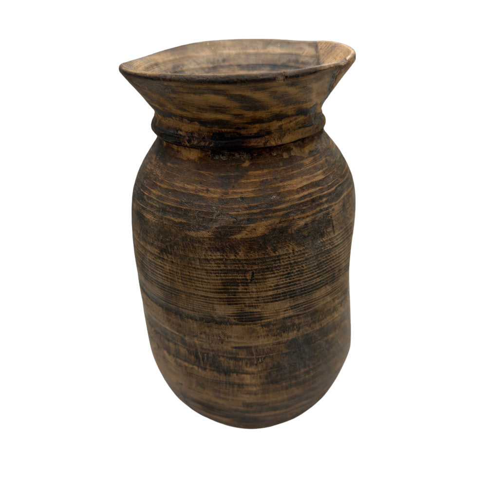 Vintage Indian Wooden Milk Pot - Berbere Imports