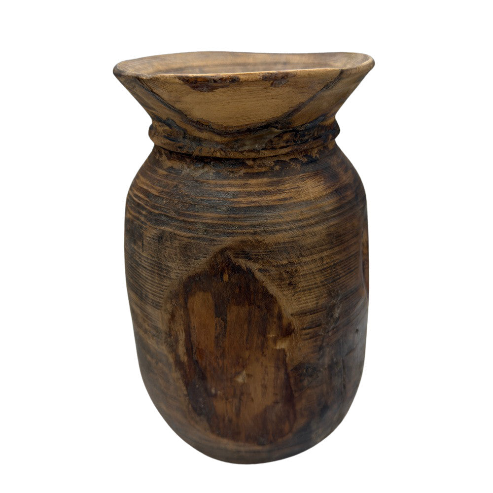 Vintage Indian Wooden Milk Pot - Berbere Imports