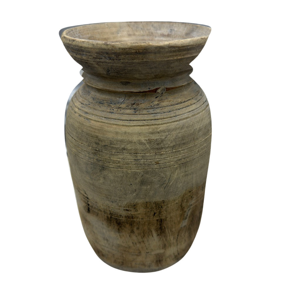 Vintage Indian Wooden Milk Pot - Berbere Imports