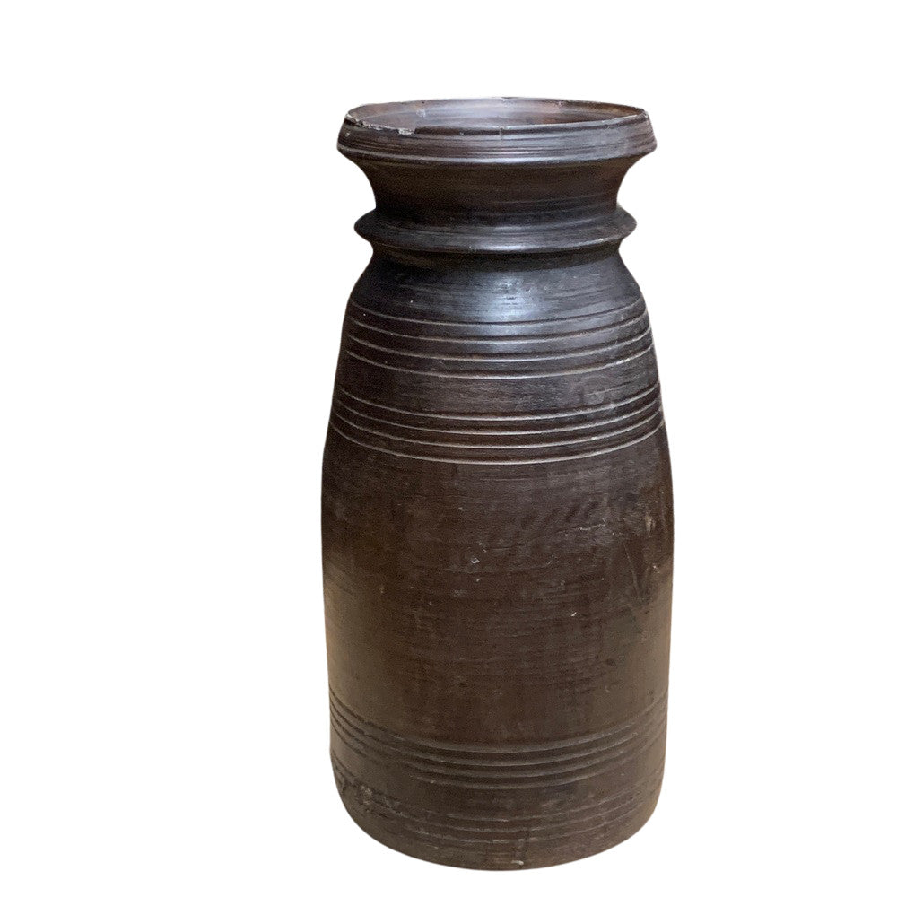 Vintage Indian Wooden Milk Pot - Berbere Imports