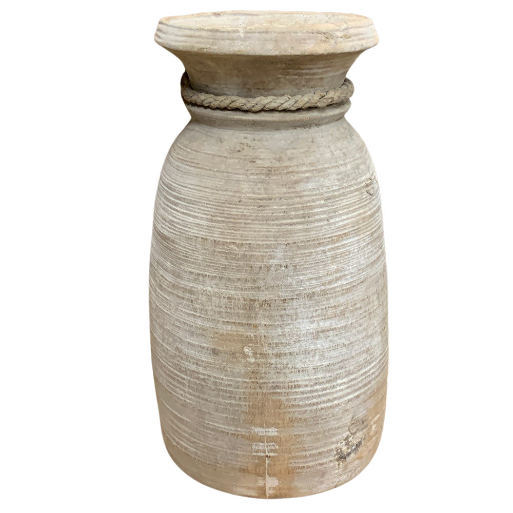 Vintage Indian Wooden Milk Pot - Berbere Imports