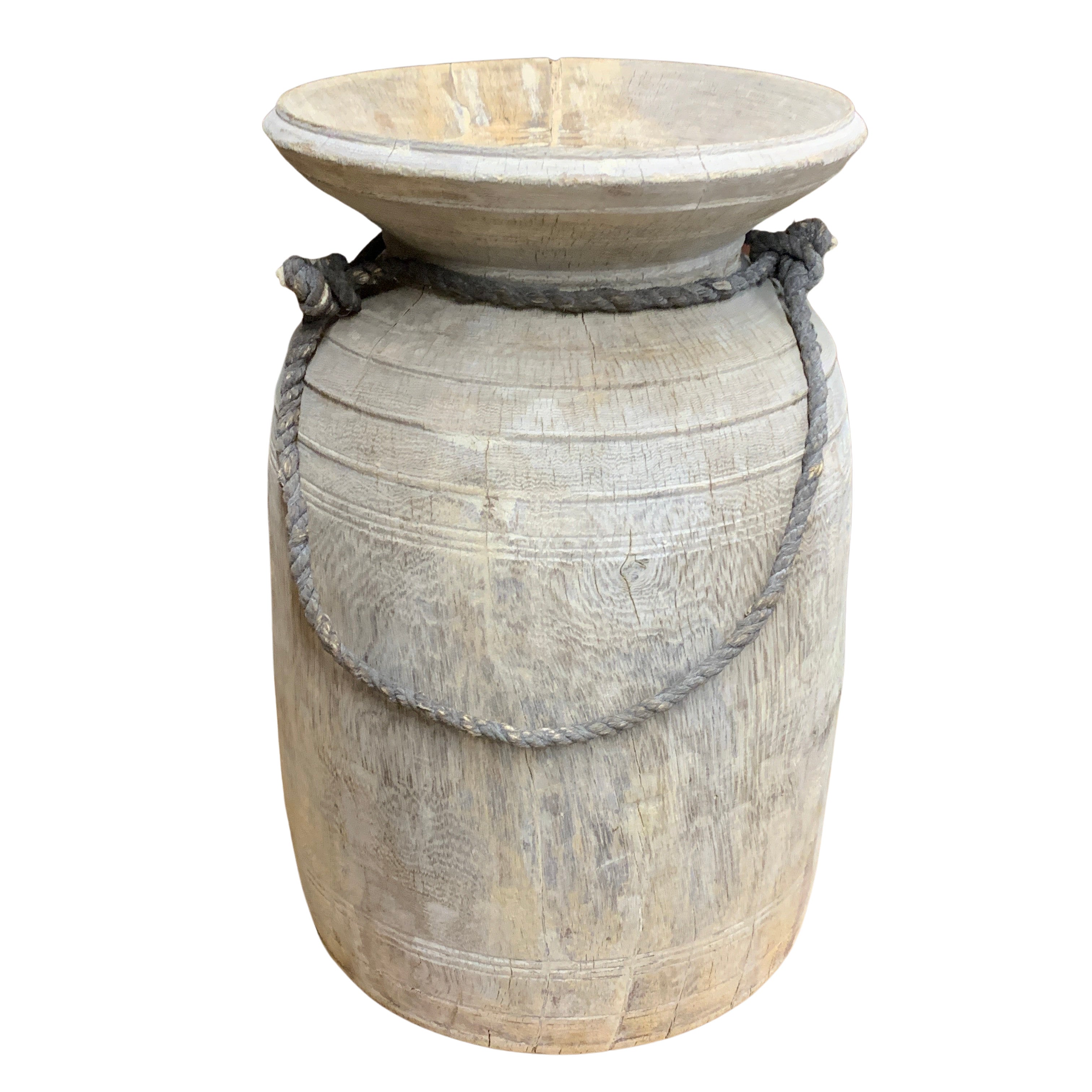 Vintage Indian Wooden Milk Pot - Berbere Imports