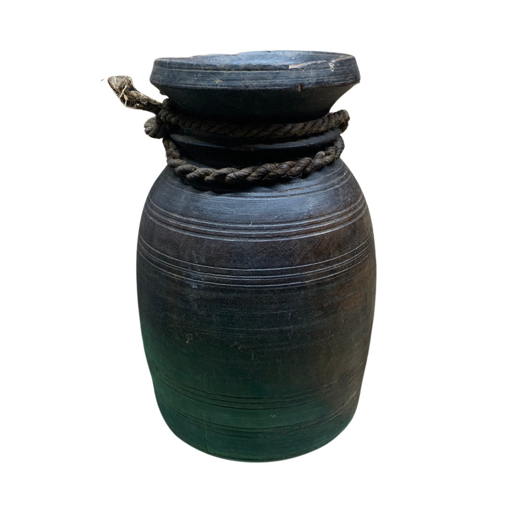 Vintage Indian Wooden Milk Pot - Berbere Imports