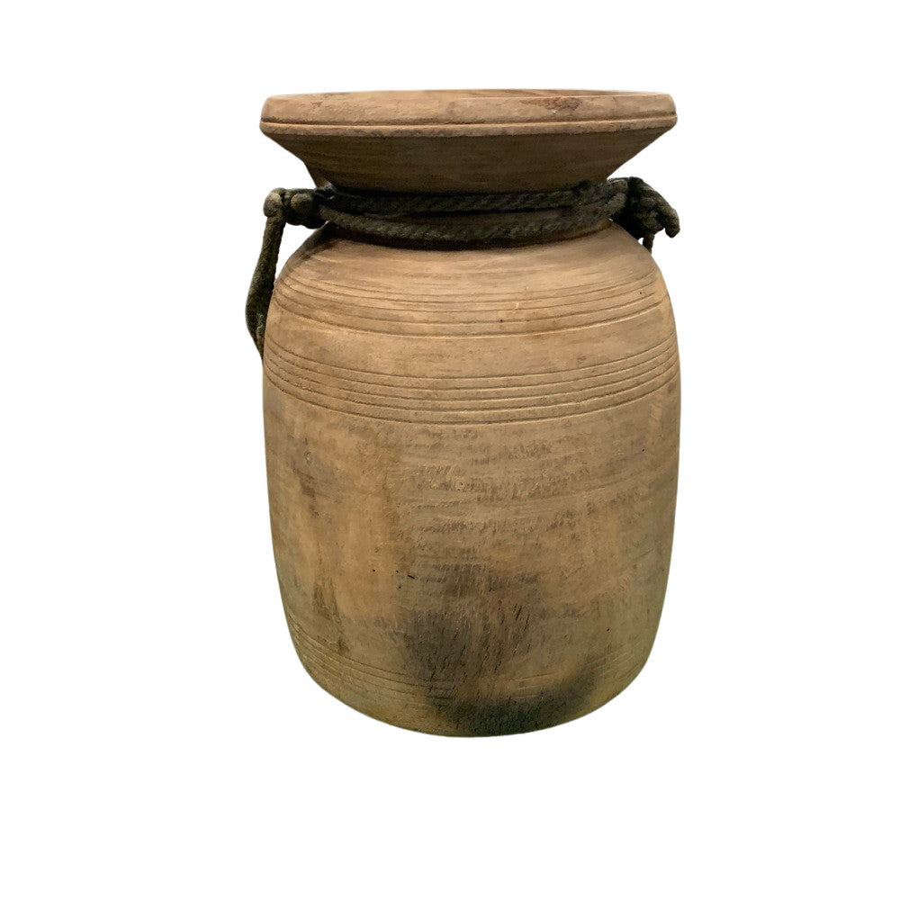 Vintage Indian Wooden Milk Pot - Berbere Imports