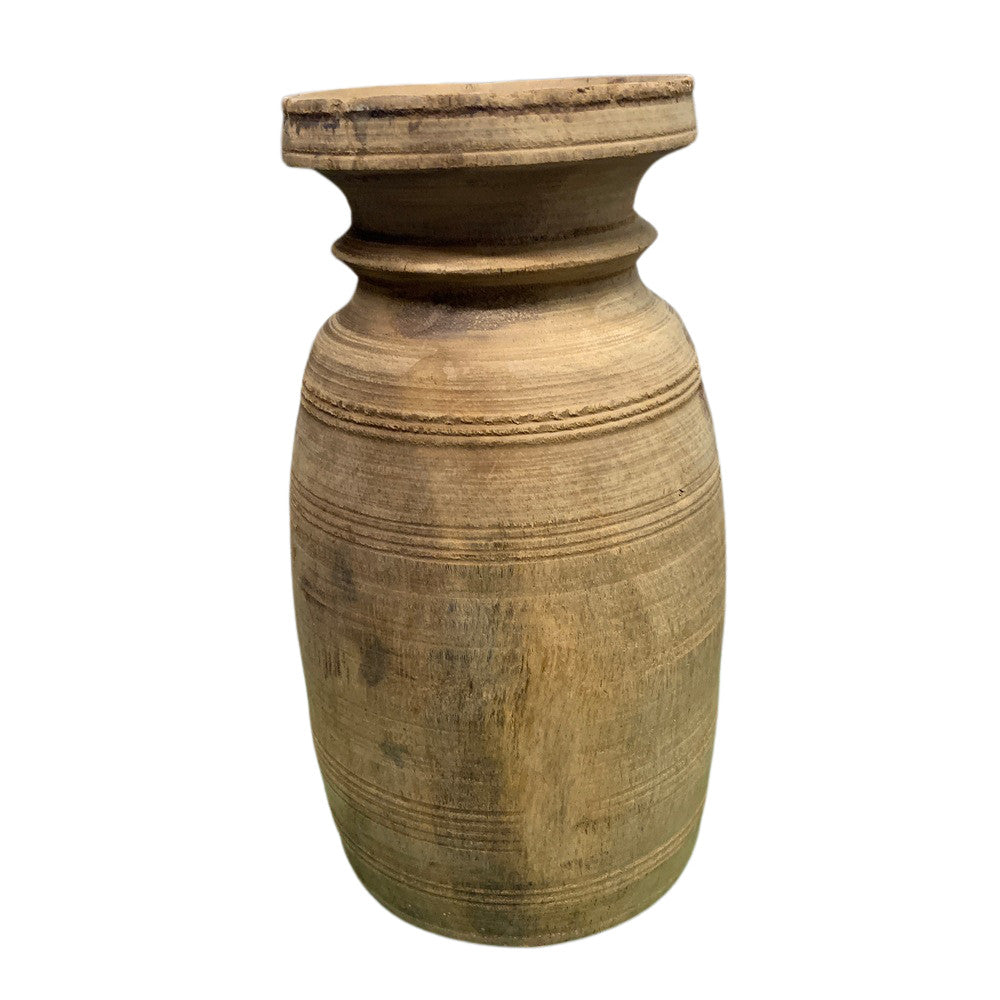 Vintage Indian Wooden Milk Pot - Berbere Imports