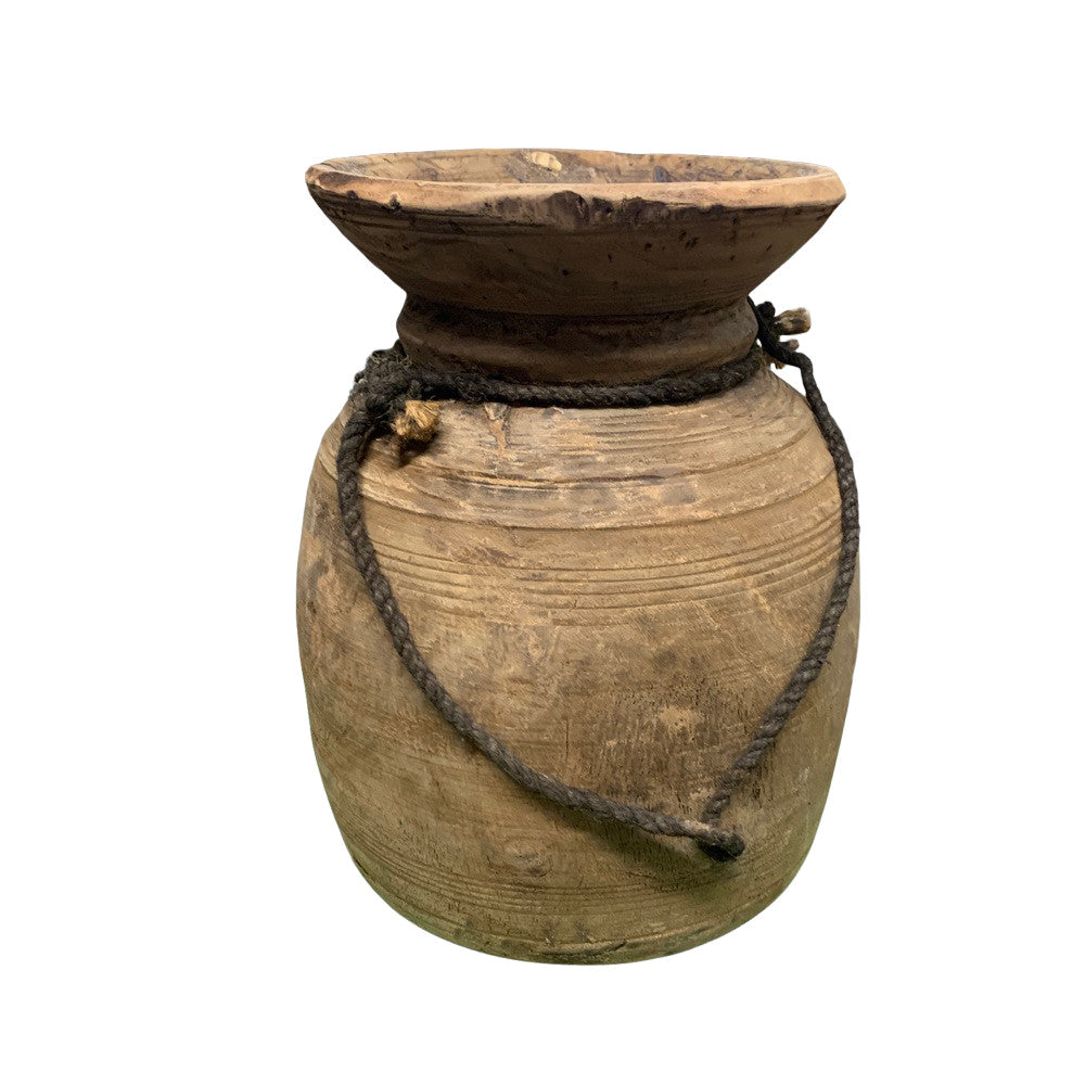 Vintage Indian Wooden Milk Pot - Berbere Imports