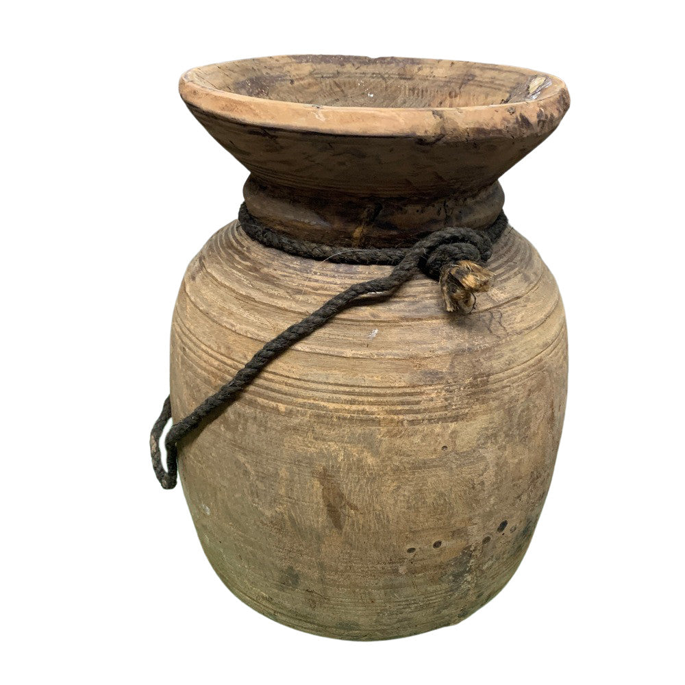 Vintage Indian Wooden Milk Pot - Berbere Imports