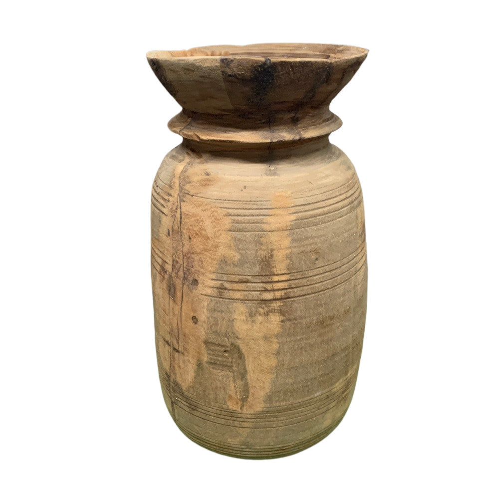 Vintage Indian Wooden Milk Pot - Berbere Imports