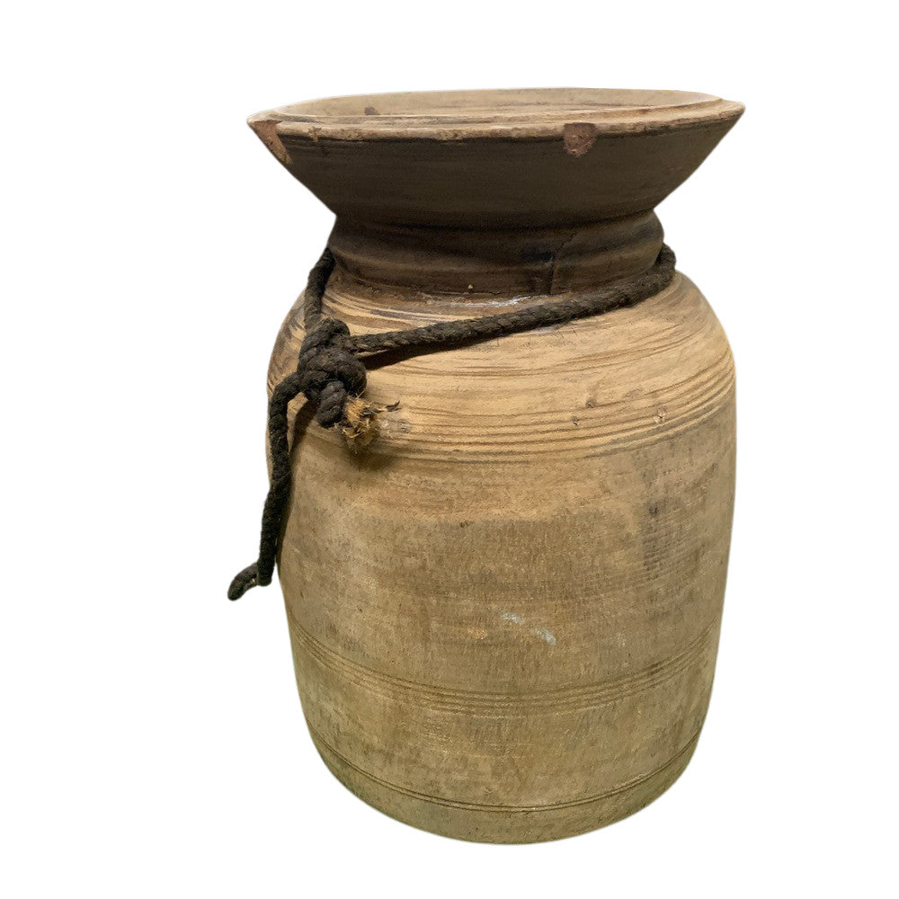 Vintage Indian Wooden Milk Pot - Berbere Imports