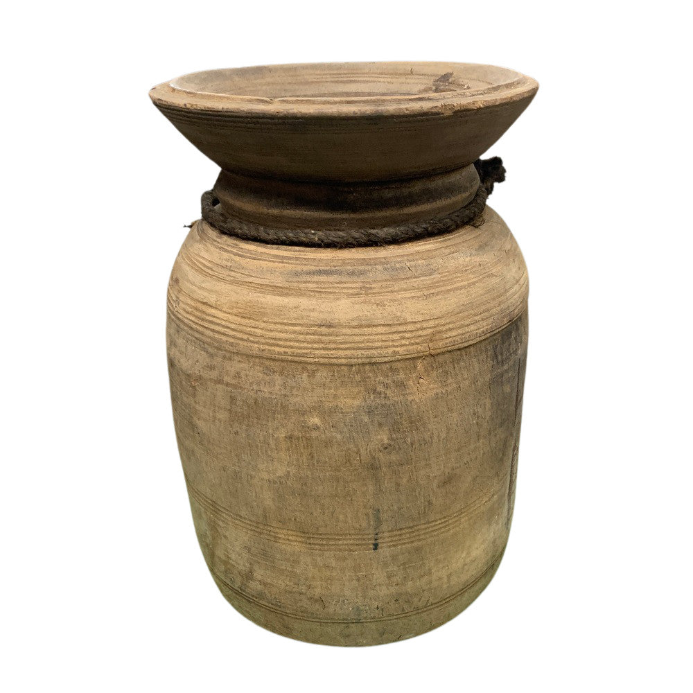 Vintage Indian Wooden Milk Pot - Berbere Imports