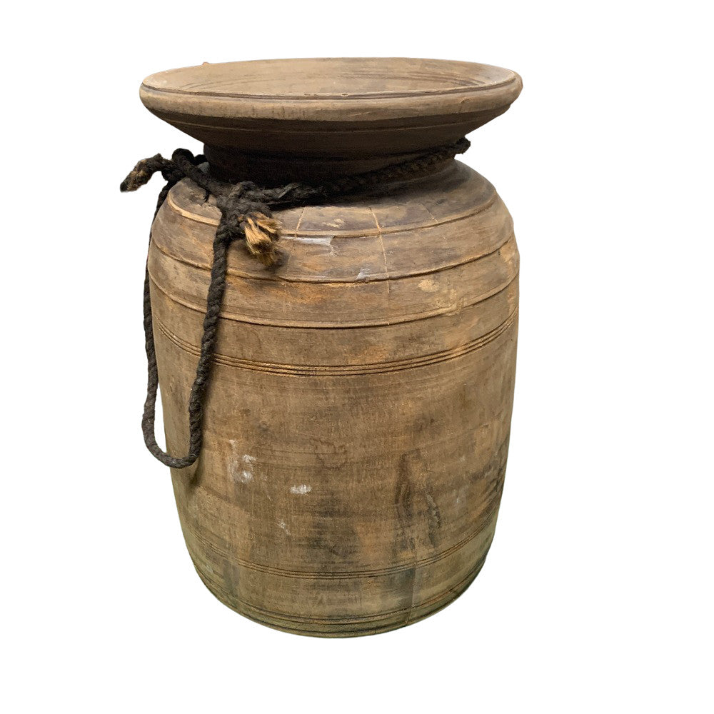 Vintage Indian Wooden Milk Pot - Berbere Imports