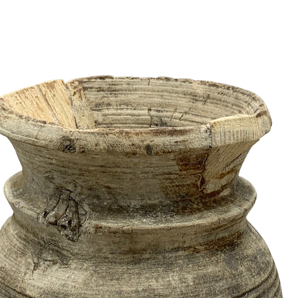 Vintage Indian Wooden Milk Pot - Berbere Imports