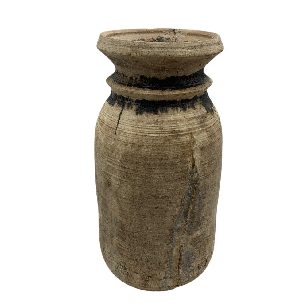 Vintage Indian Wooden Milk Pot - Berbere Imports