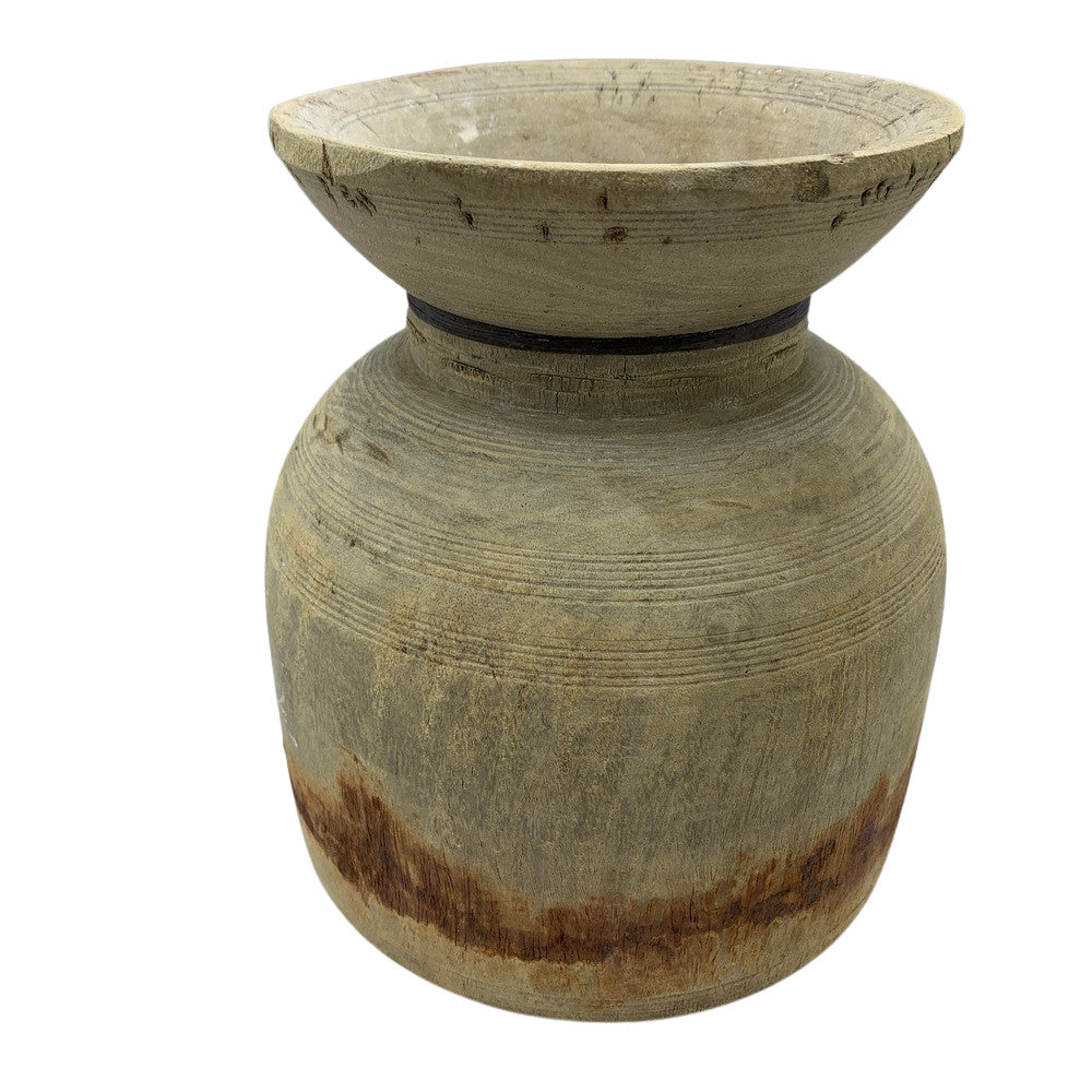 Vintage Indian Wooden Milk Pot - Berbere Imports