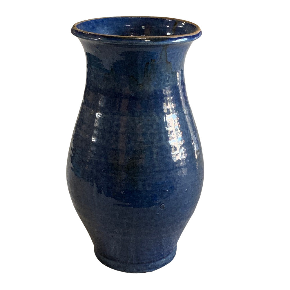 Small Glazed Vase - Dark Blue - Berbere Imports