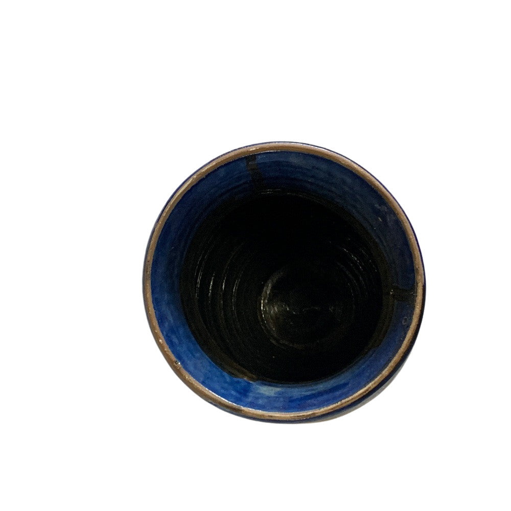 Small Glazed Vase - Dark Blue - Berbere Imports