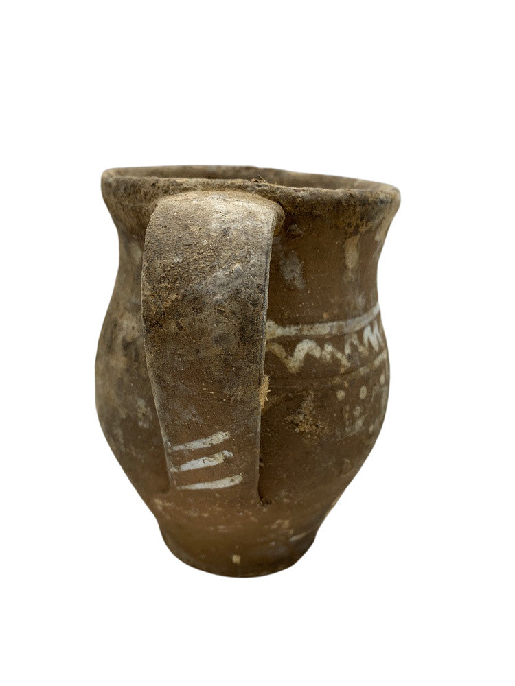 Small Antique Hand Painted Terracotta Vessel - Berbere Imports