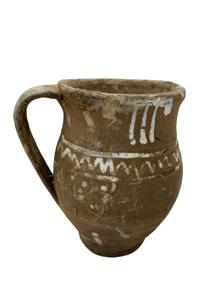 Small Antique Hand Painted Terracotta Vessel - Berbere Imports