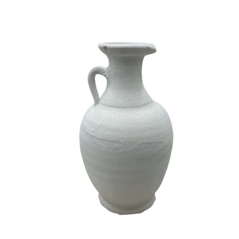 Single-Handle Terracotta Vessel - White Finish - Berbere Imports