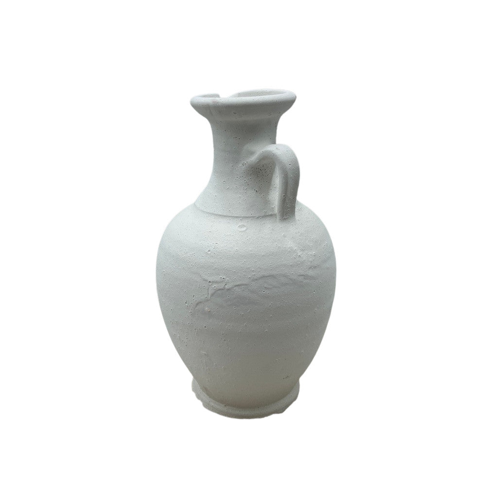 Single-Handle Terracotta Vessel - White Finish - Berbere Imports