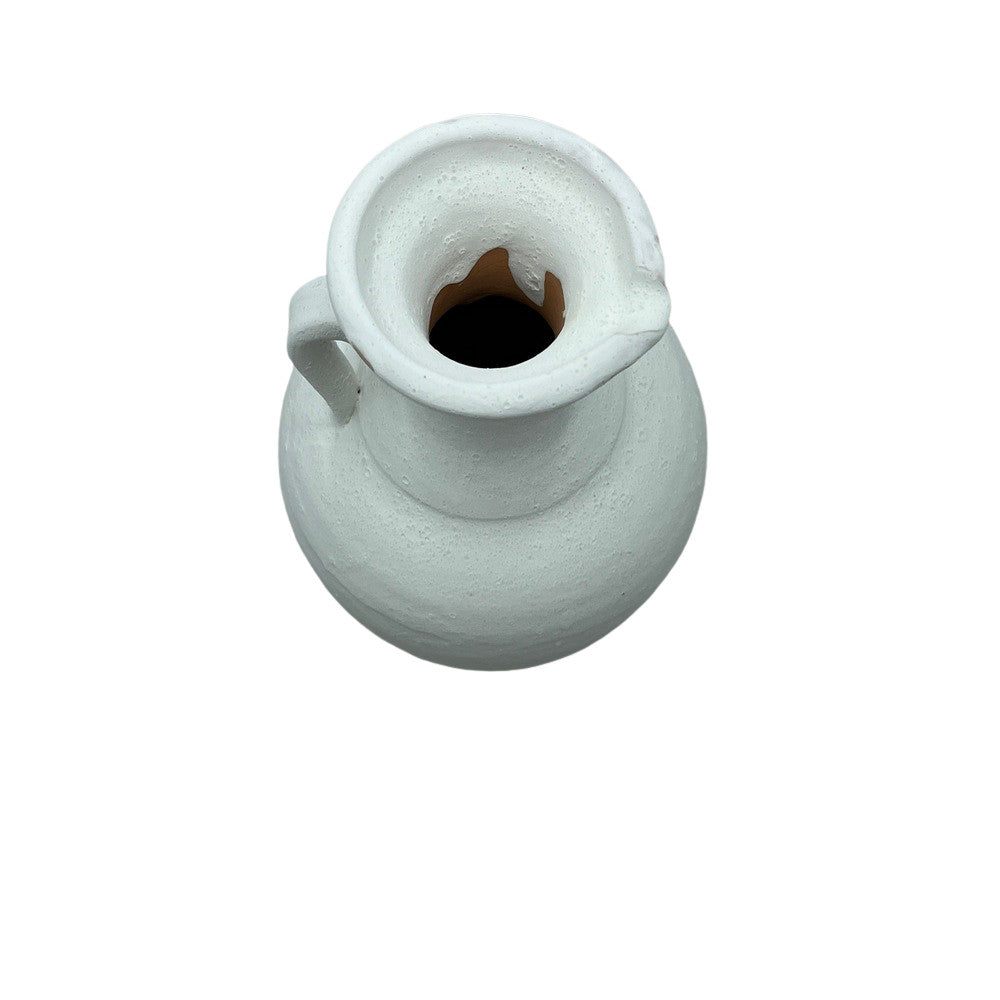 Single-Handle Terracotta Vessel - White Finish - Berbere Imports