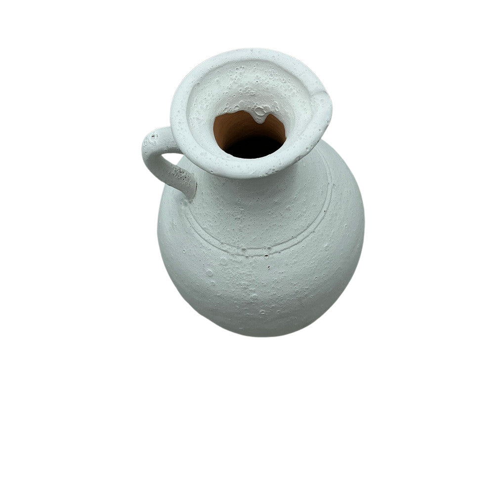 Single-Handle Terracotta Vessel - White Finish - Berbere Imports