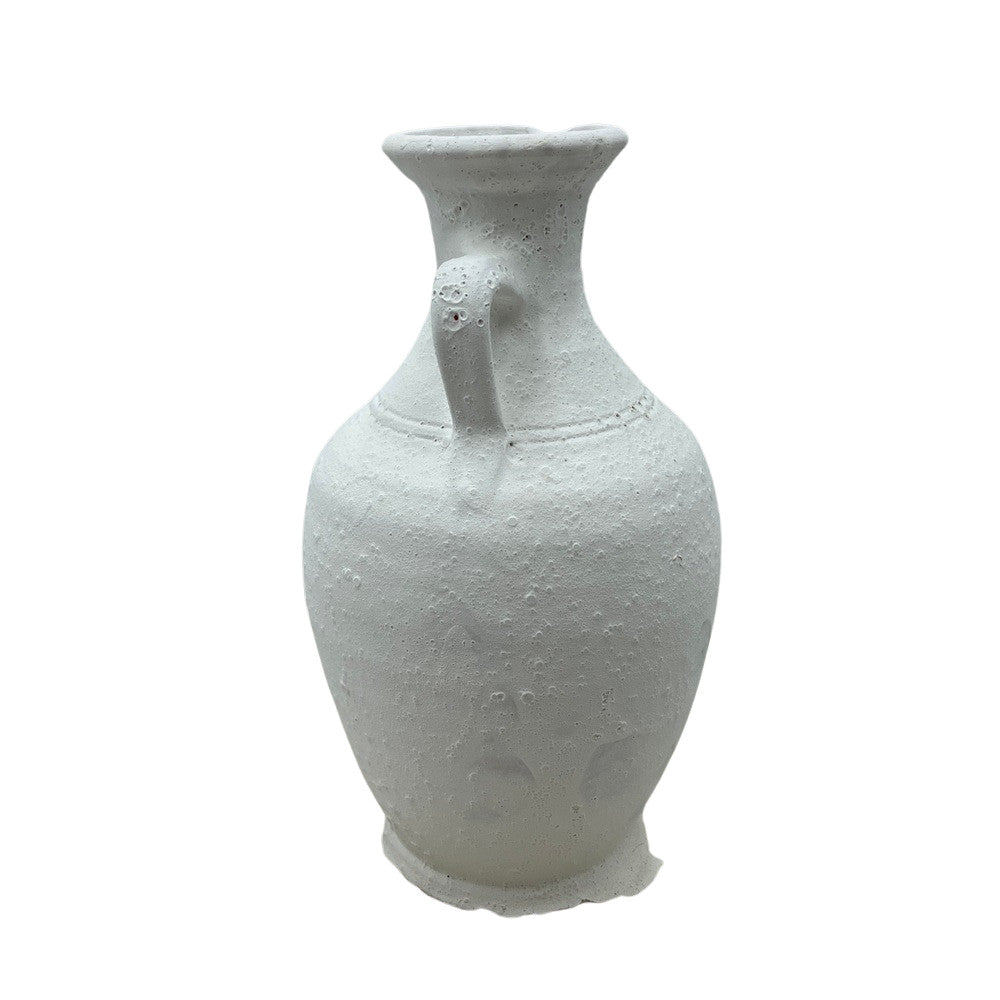 Single-Handle Terracotta Vessel - White Finish - Berbere Imports