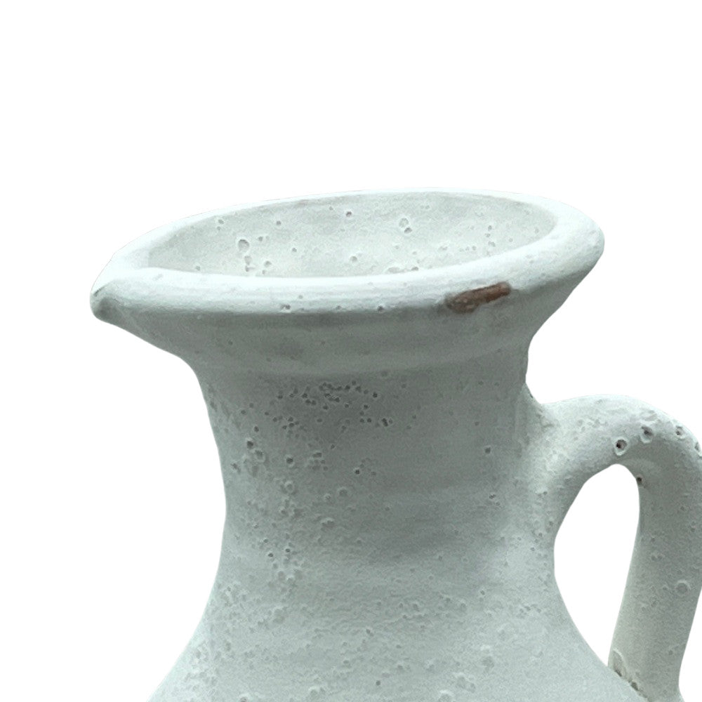 Single-Handle Terracotta Vessel - White Finish - Berbere Imports