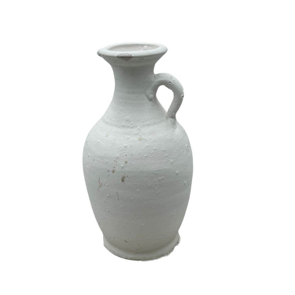 Single-Handle Terracotta Vessel - White Finish - Berbere Imports