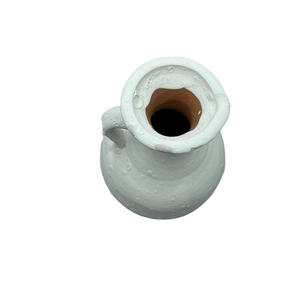 Single-Handle Terracotta Vessel - White Finish - Berbere Imports