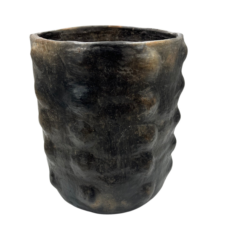 Sejnane Cylindrical Clay Bumpy Vessel - Dark Medium - Berbere Imports