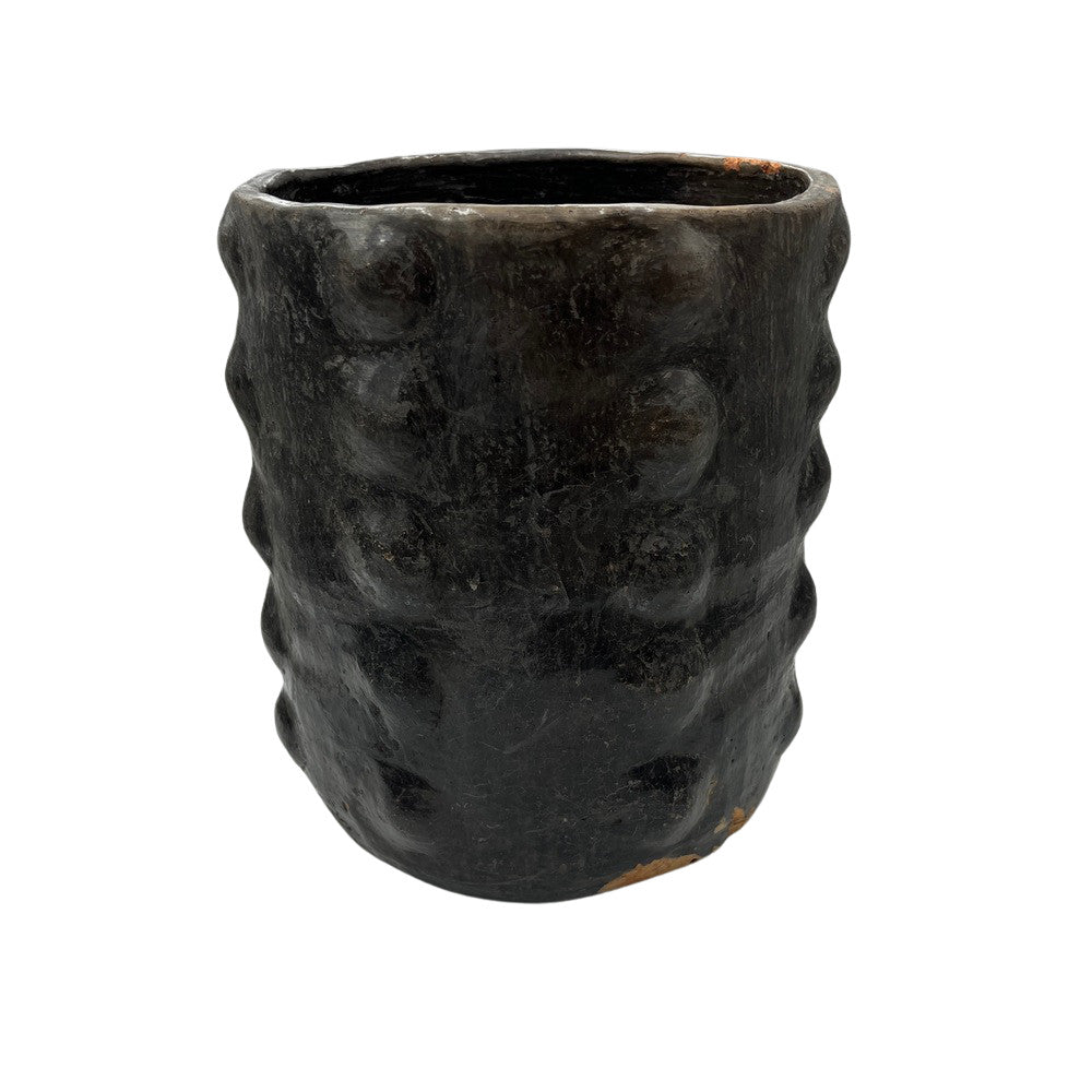 Sejnane Cylindrical Clay Bumpy Vessel - Dark Medium - Berbere Imports