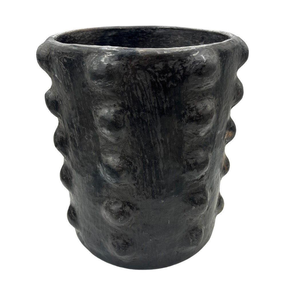 Sejnane Cylindrical Clay Bumpy Vessel - Dark Medium - Berbere Imports