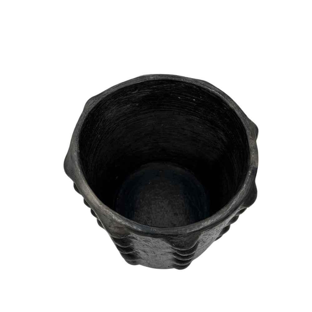 Sejnane Cylindrical Clay Bumpy Vessel - Dark Medium - Berbere Imports