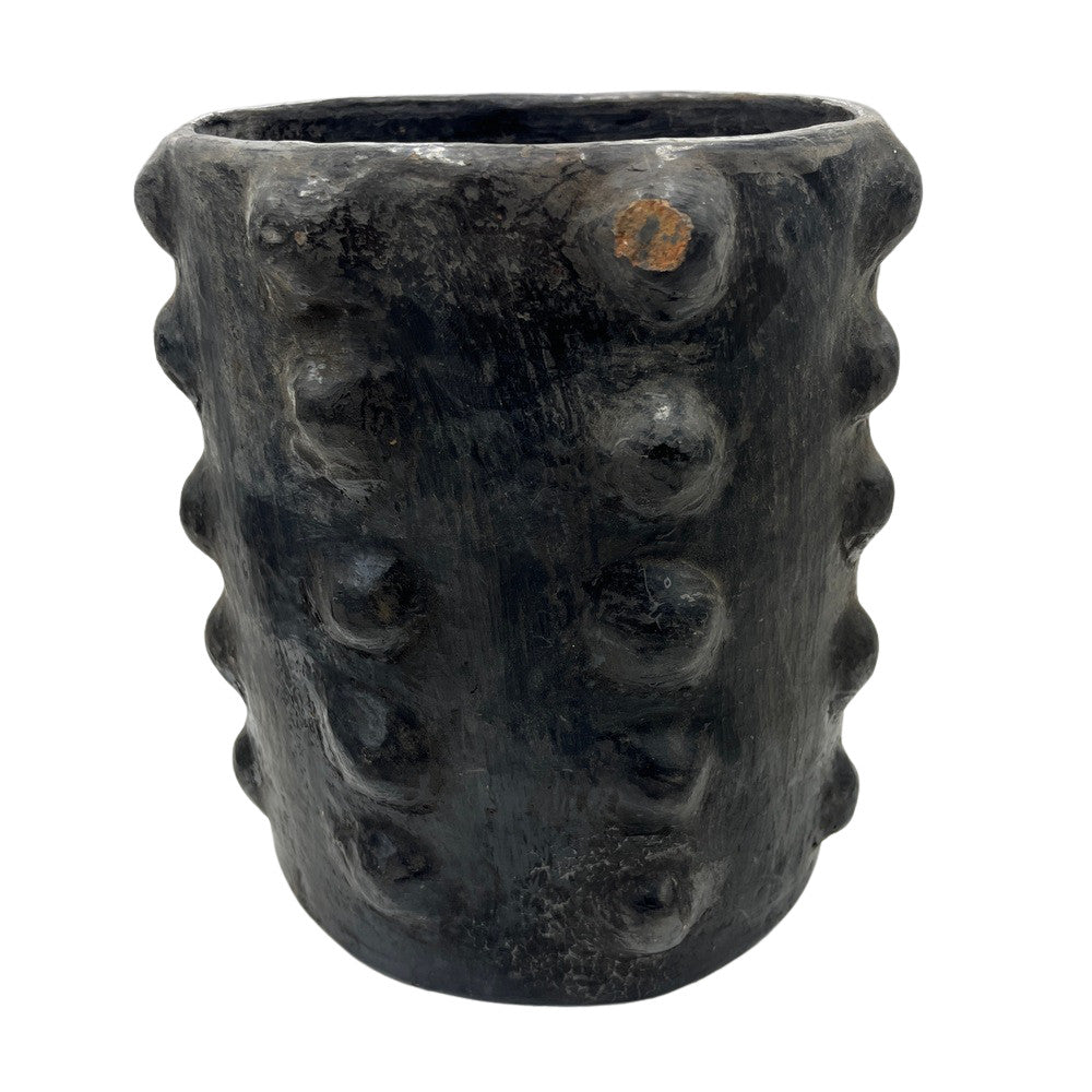 Sejnane Cylindrical Clay Bumpy Vessel - Dark Medium - Berbere Imports