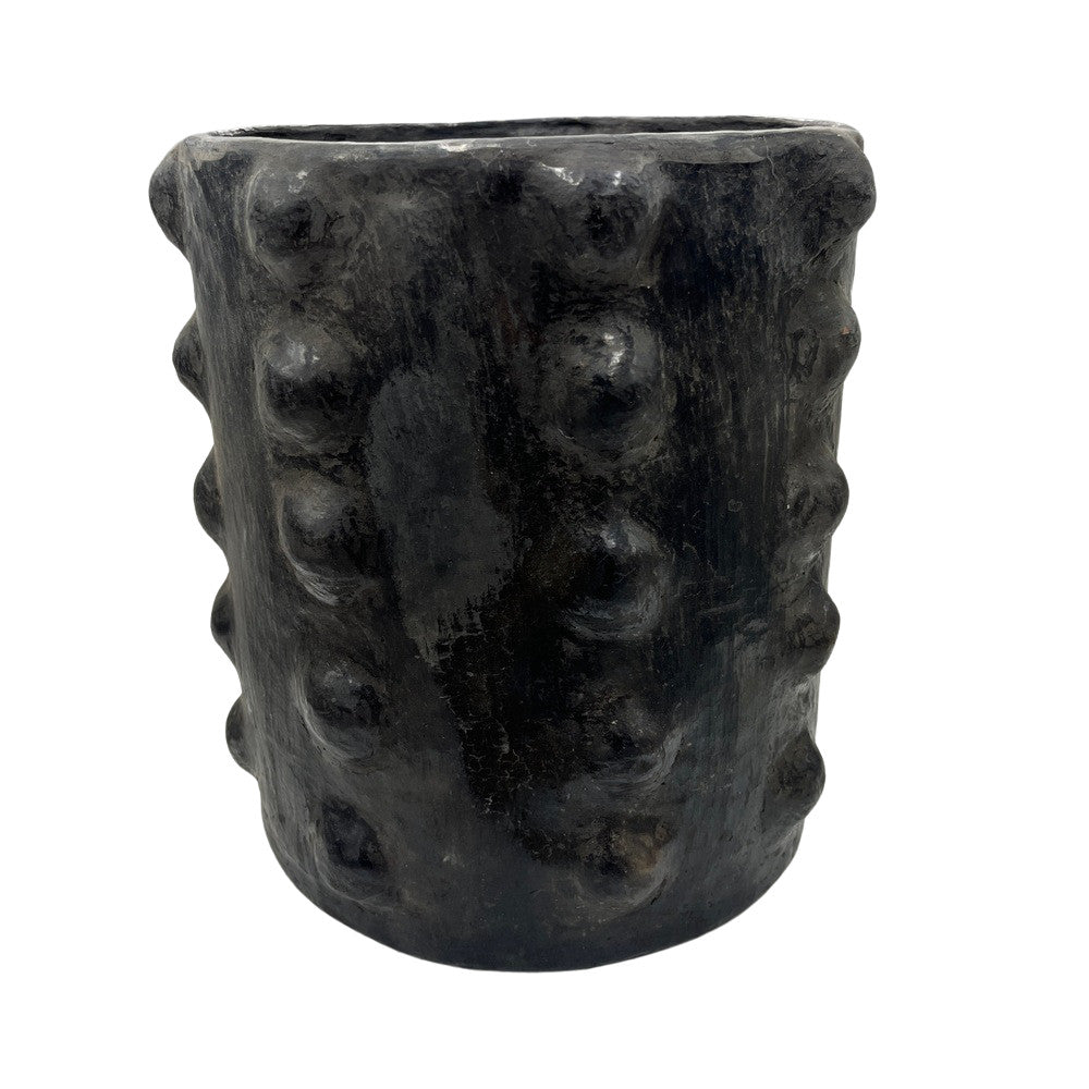 Sejnane Cylindrical Clay Bumpy Vessel - Dark Medium - Berbere Imports