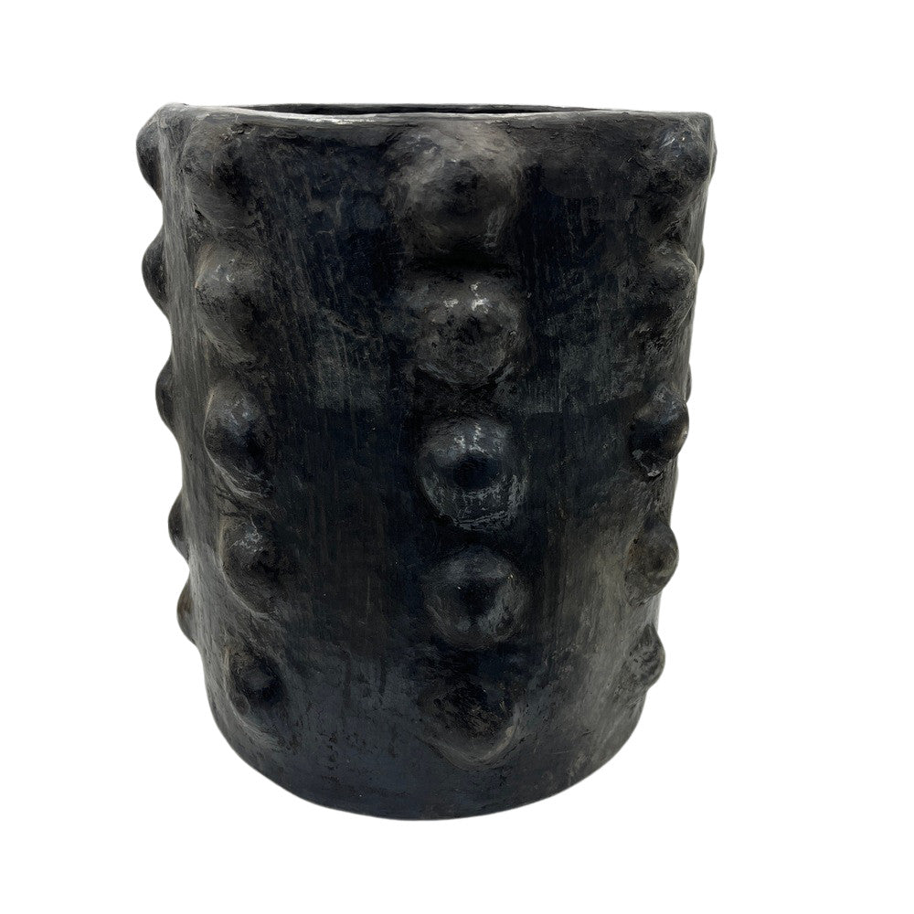 Sejnane Cylindrical Clay Bumpy Vessel - Dark Medium - Berbere Imports