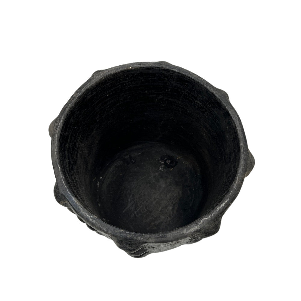 Sejnane Cylindrical Clay Bumpy Vessel - Dark Medium - Berbere Imports