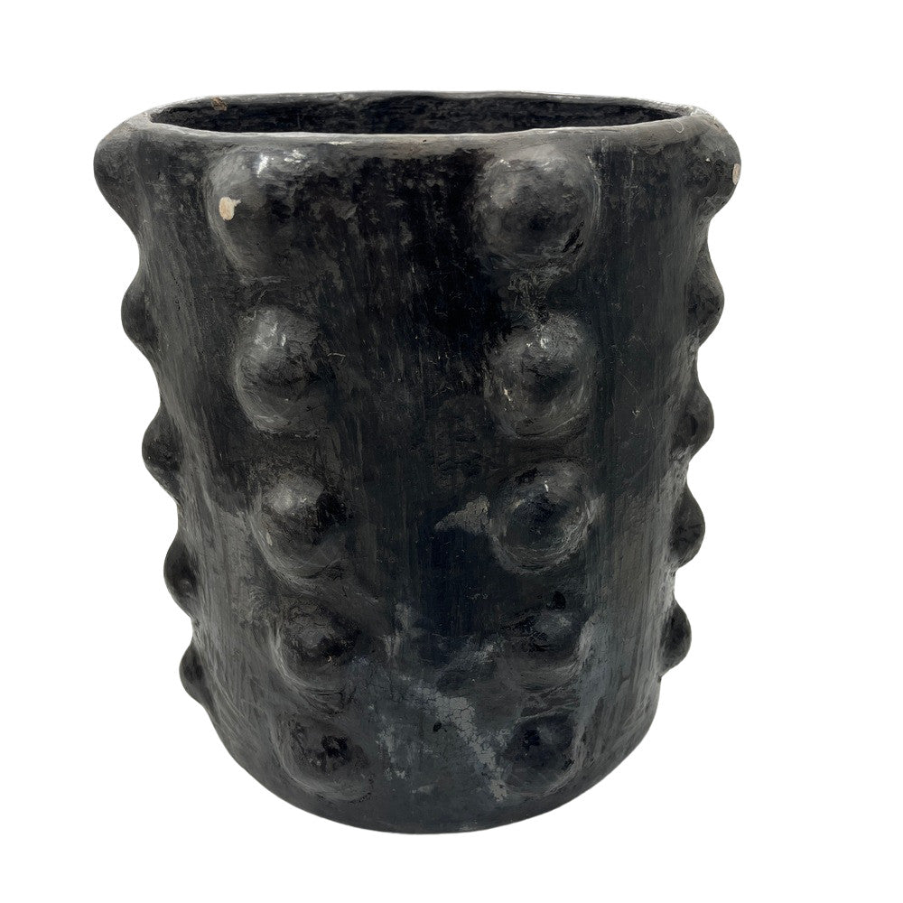 Sejnane Cylindrical Clay Bumpy Vessel - Dark Medium - Berbere Imports