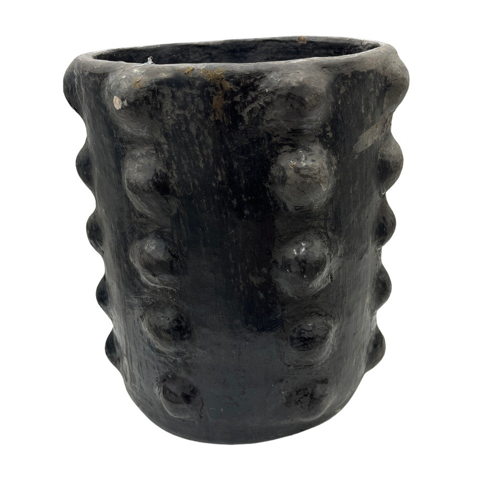 Sejnane Cylindrical Clay Bumpy Vessel - Dark Medium - Berbere Imports