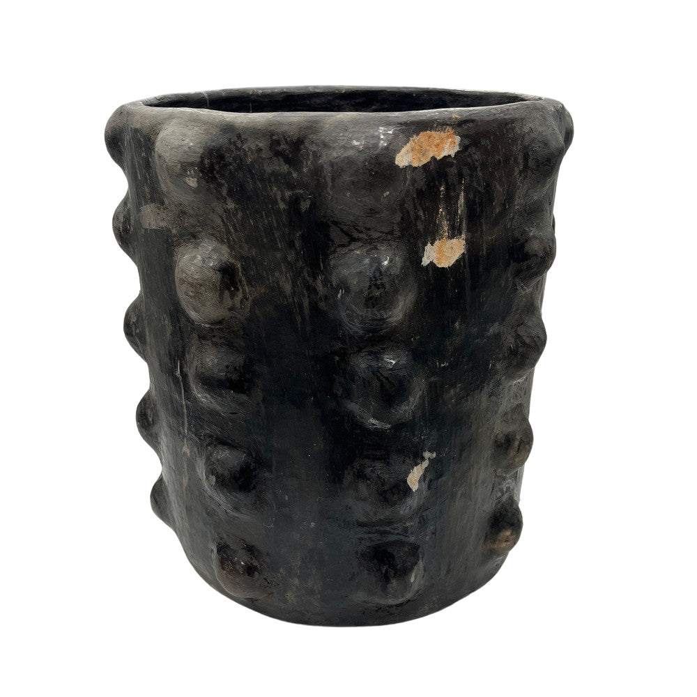 Sejnane Cylindrical Clay Bumpy Vessel - Dark Medium - Berbere Imports