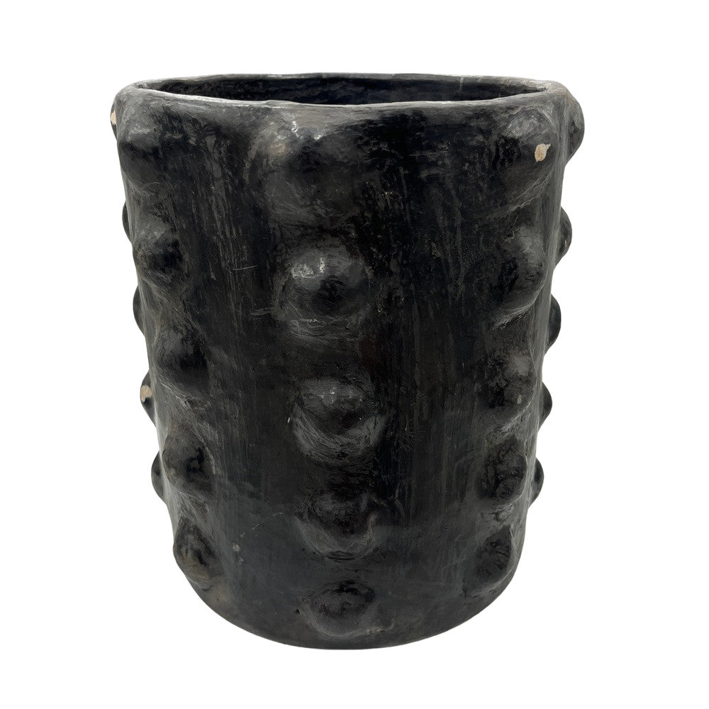 Sejnane Cylindrical Clay Bumpy Vessel - Dark Medium - Berbere Imports